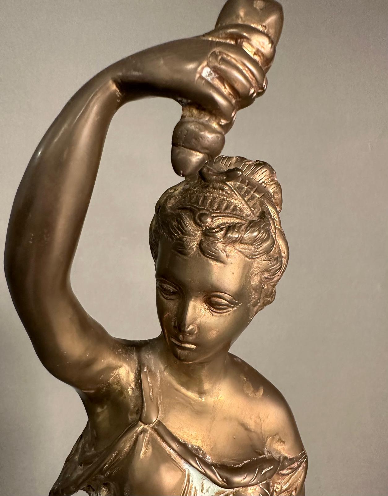 A brass sculpture of the Goddess Thetis, Goddess of the Sea in the classical pose (H57cm) - Image 3 of 5