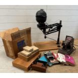 A large quantity of vintage photographic equipment and ephemera to include a Leitz enlarger, a