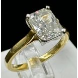 2.10ct Cushion cut diamond solitaire ring mounted in platinum and 18ct gold. Signed Tiffany & Co.