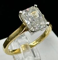 2.10ct Cushion cut diamond solitaire ring mounted in platinum and 18ct gold. Signed Tiffany & Co.
