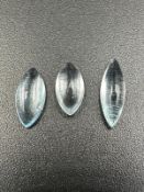 Three natural marquise cabachon aquamarines stones 0.35ct