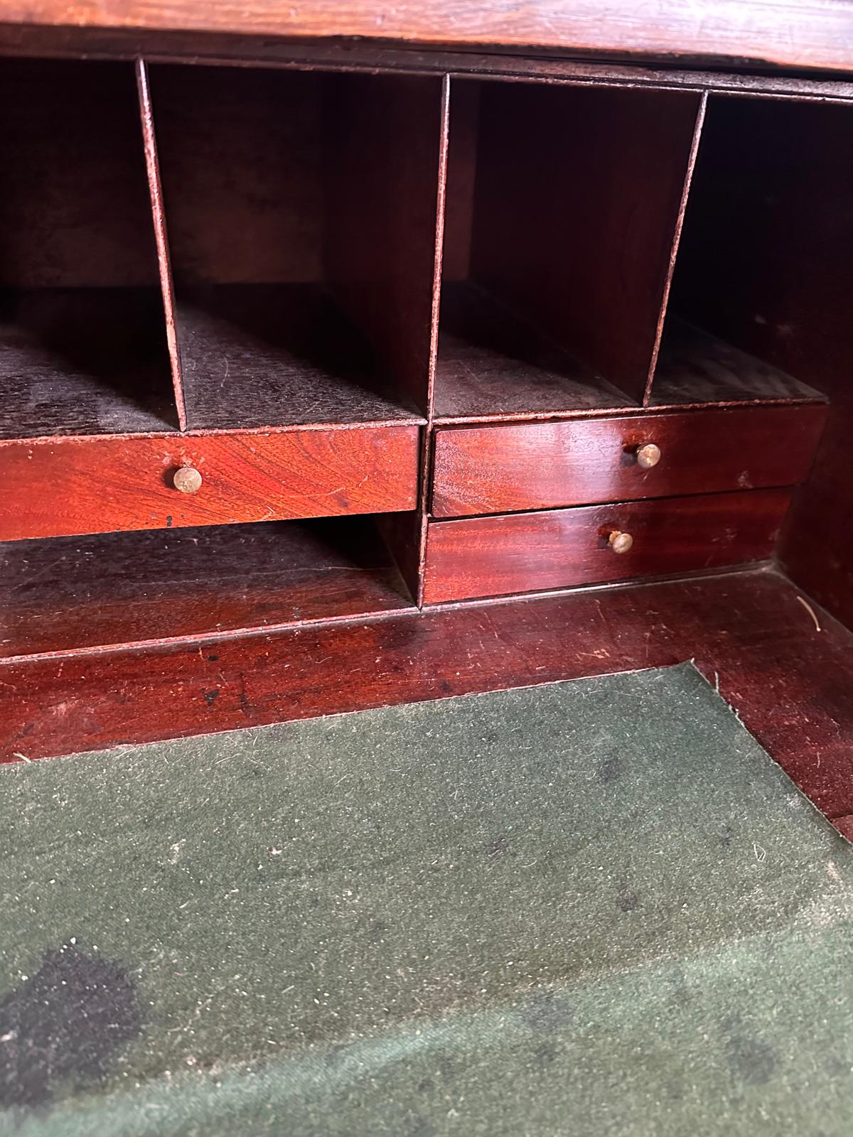 A Georgian mahogany secretaire bookcase, glazed doors opening to shelves, the base fitted with - Image 2 of 8