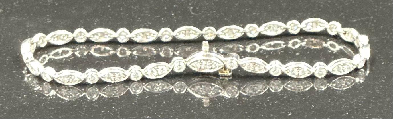 Tiffany diamond bracelet mounted in platinum. Signed Tiffany 950. Total diamond weight approximately - Image 6 of 7