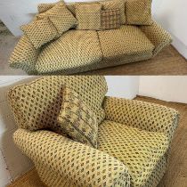 Three seater sofa with diamond pattern upholstery along with one chair (H90cm W240cm D100cm SH47cm)