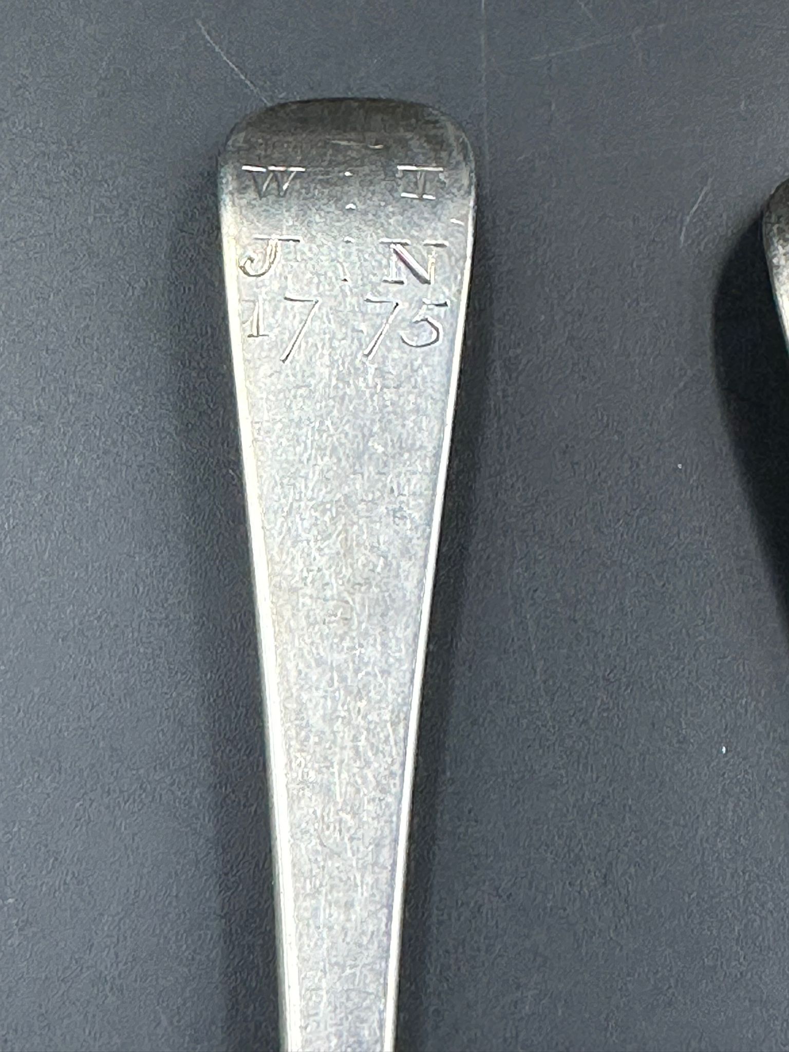 Three silver spoons,two late 18th Century and the other hallmarked for London 1807 - Image 3 of 6