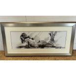 A print of a nude "Laying Down Lady" by Joanne Boon Thomas 56cm x 110cm