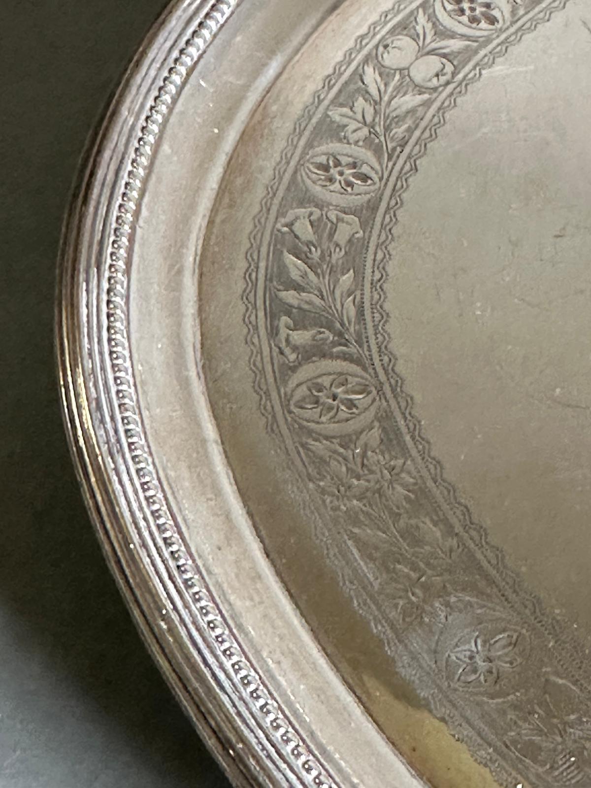 A William IV silver tray on four feet, approximately 43.5cm in length and an approximate total - Image 3 of 5