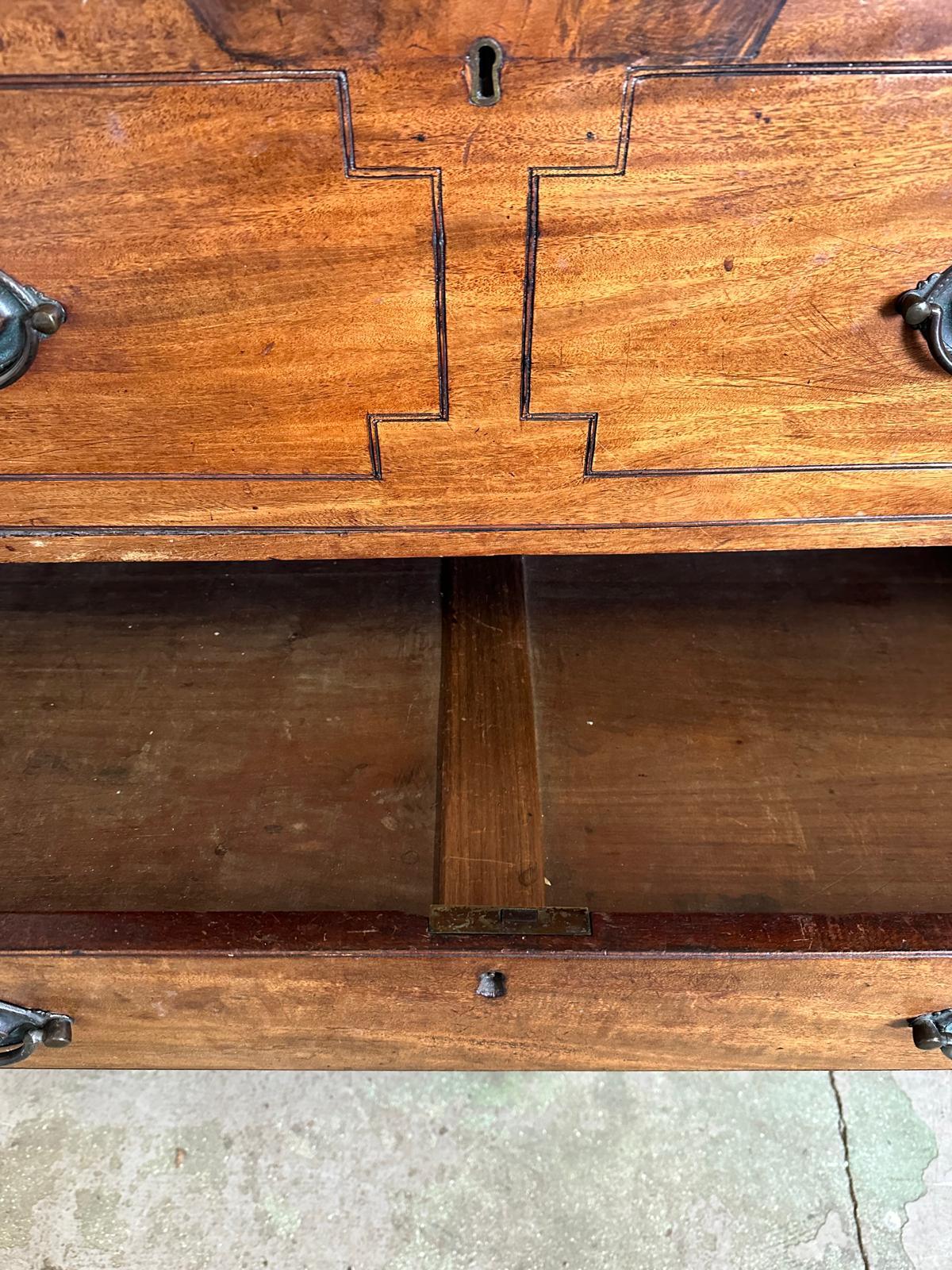 A Georgian mahogany secretaire bookcase, glazed doors opening to shelves, the base fitted with - Image 5 of 8