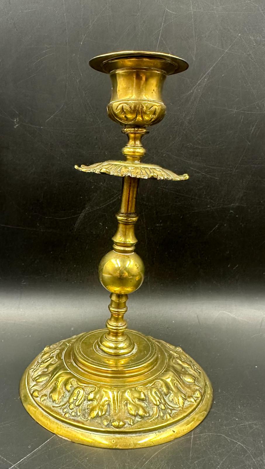 Two pairs of ornate brass candlesticks - Image 2 of 4