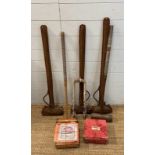 A vintage croquet set to include mallets, hoops and balls