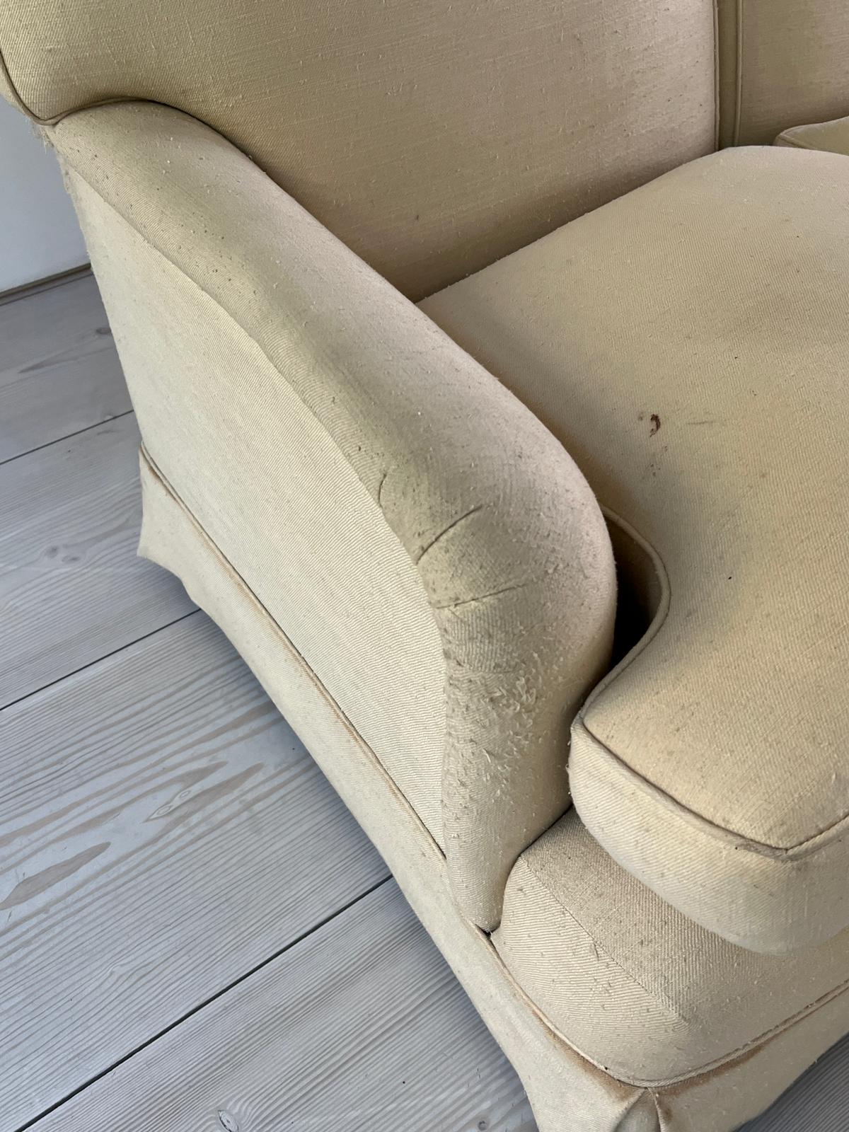 Three seater cream sofa by Peter Dudgeon (W210cm D98cm SH49cm) - Image 3 of 5