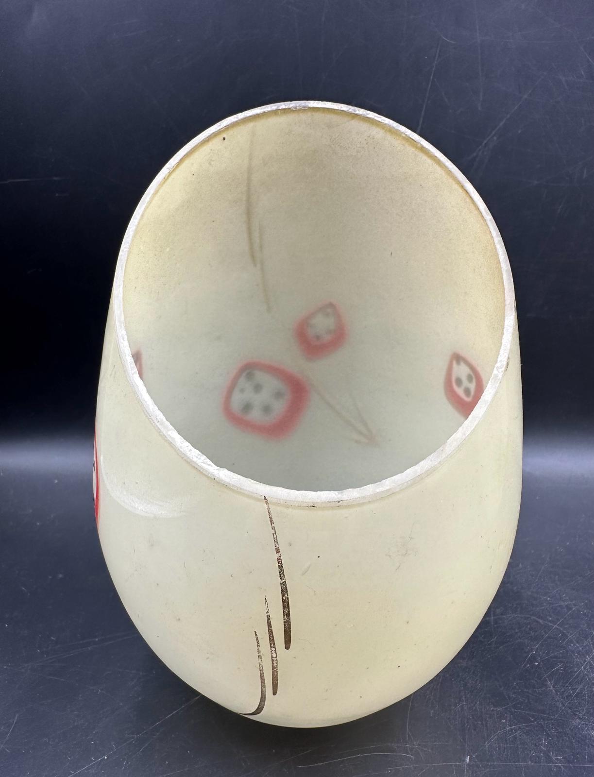 Three Mid Century opaque glass lamp shades with a dice pattern - Image 3 of 5