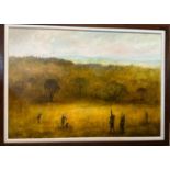 An oil on canvas of a rural shooting scene by Ken Hildrew signed lower left 99cm x 69cm
