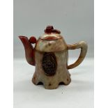 A jade teapot with ring pull handles to lid (H18cm)