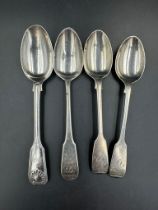 Four Victorian silver teaspoons,hallmarked for London 1883 by Holland, Son & Slater