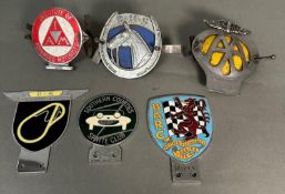 Automobilia: A selection of six car badges to include Brooklands, Institute of Advanced Drivers, AA,