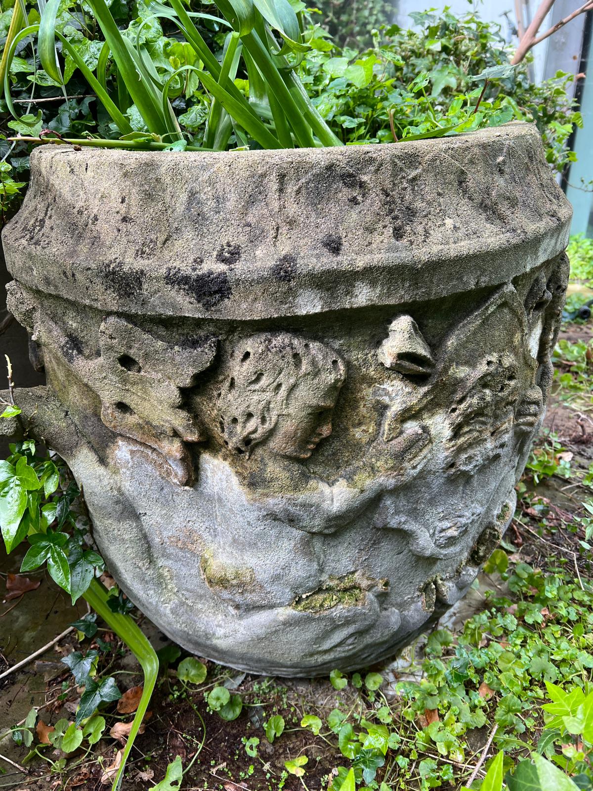A neoclassical style planter with handle to side Condition Report weathered, one handle broken - Image 3 of 3