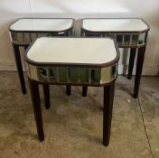 Three Laura Ashley mirrored side tables (H62cm W52cm D35cm)