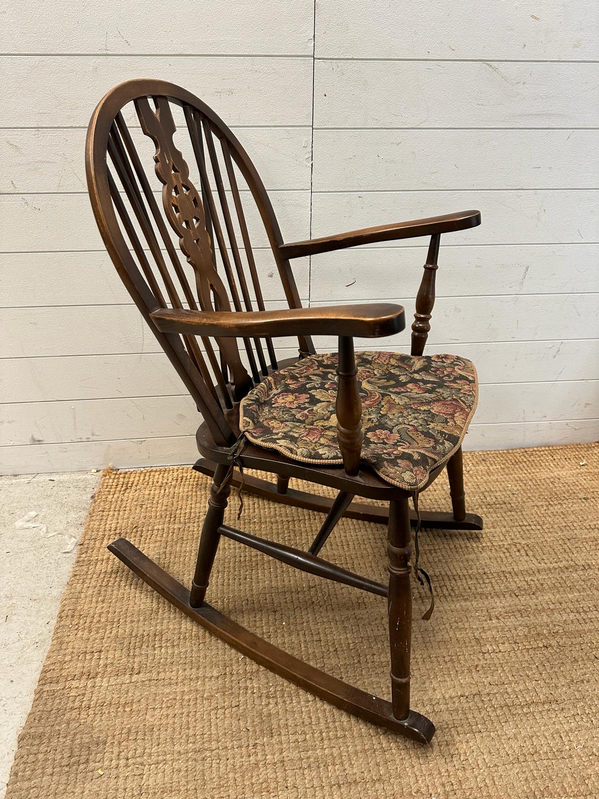A Mid Century wheel back rocking chair - Image 4 of 4