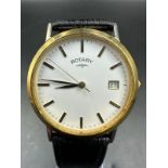 A Rotary wristwatch on leather strap, gold plated, model reference number 4990 UCAR 364