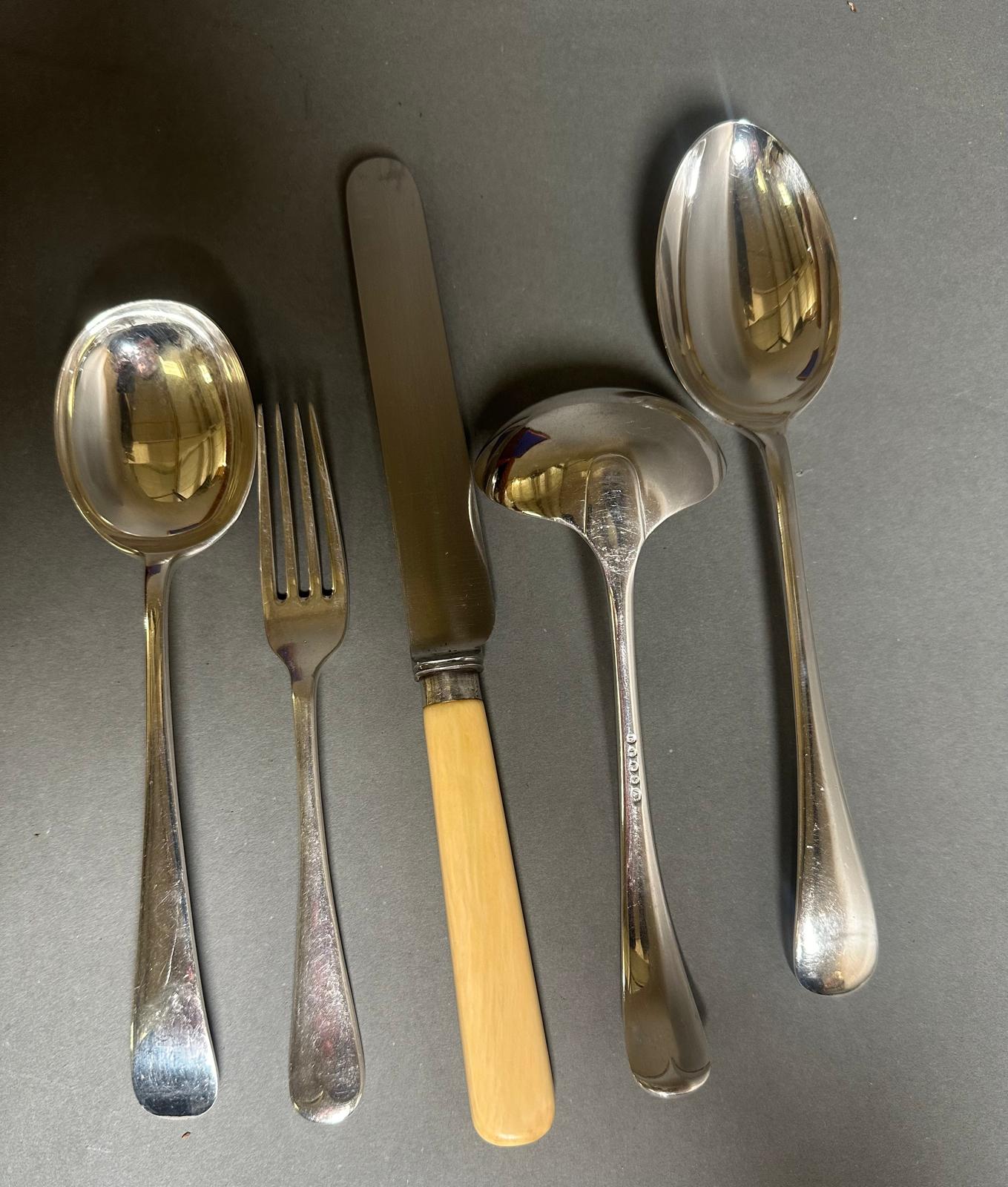 A six place setting canteen of cutlery with bone handles, knives have silver collars by William - Image 2 of 3