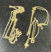 Two extra fine 9ct gold necklaces, approximate total weight 1.2g