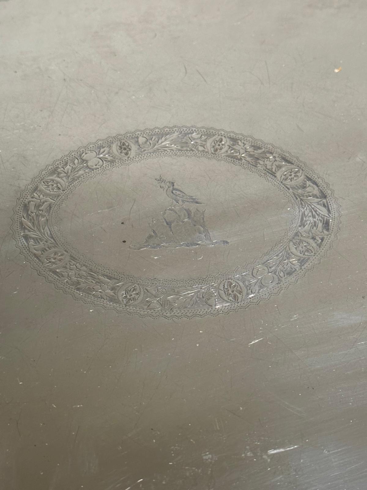 A William IV silver tray on four feet, approximately 43.5cm in length and an approximate total - Image 4 of 5