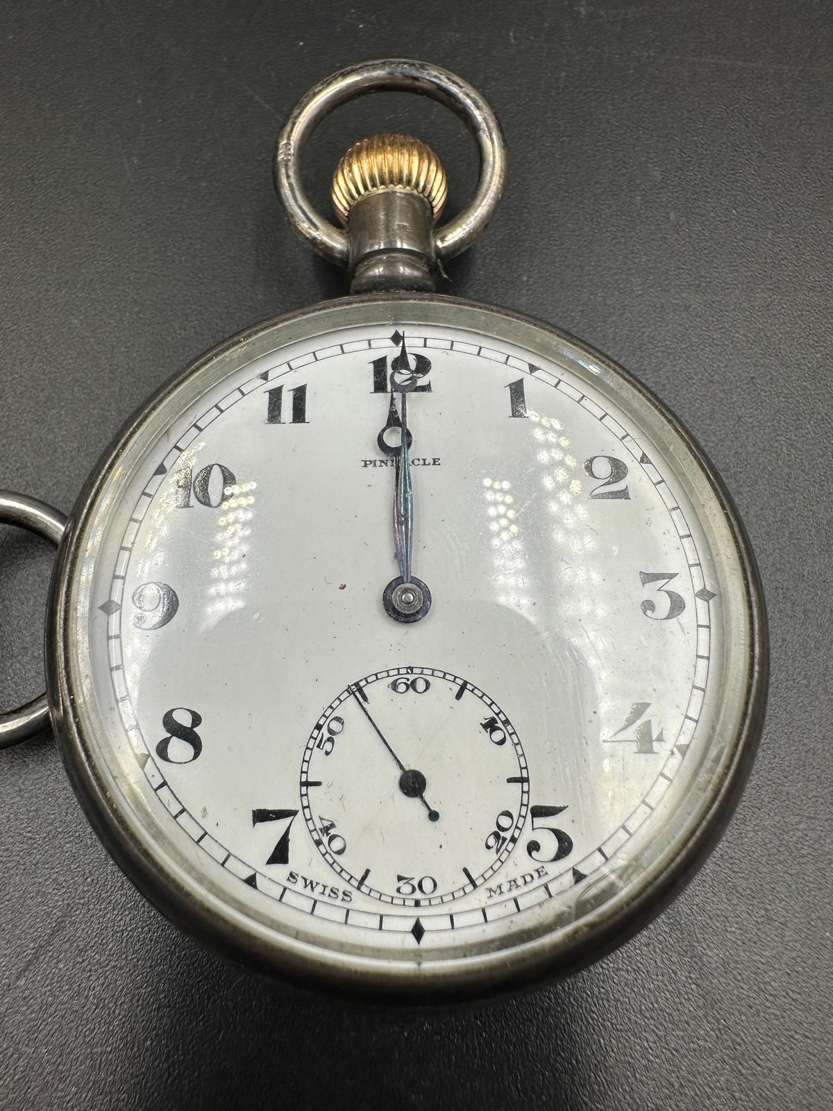 Two silver pocket watches, one by Pinnacle. - Image 2 of 5