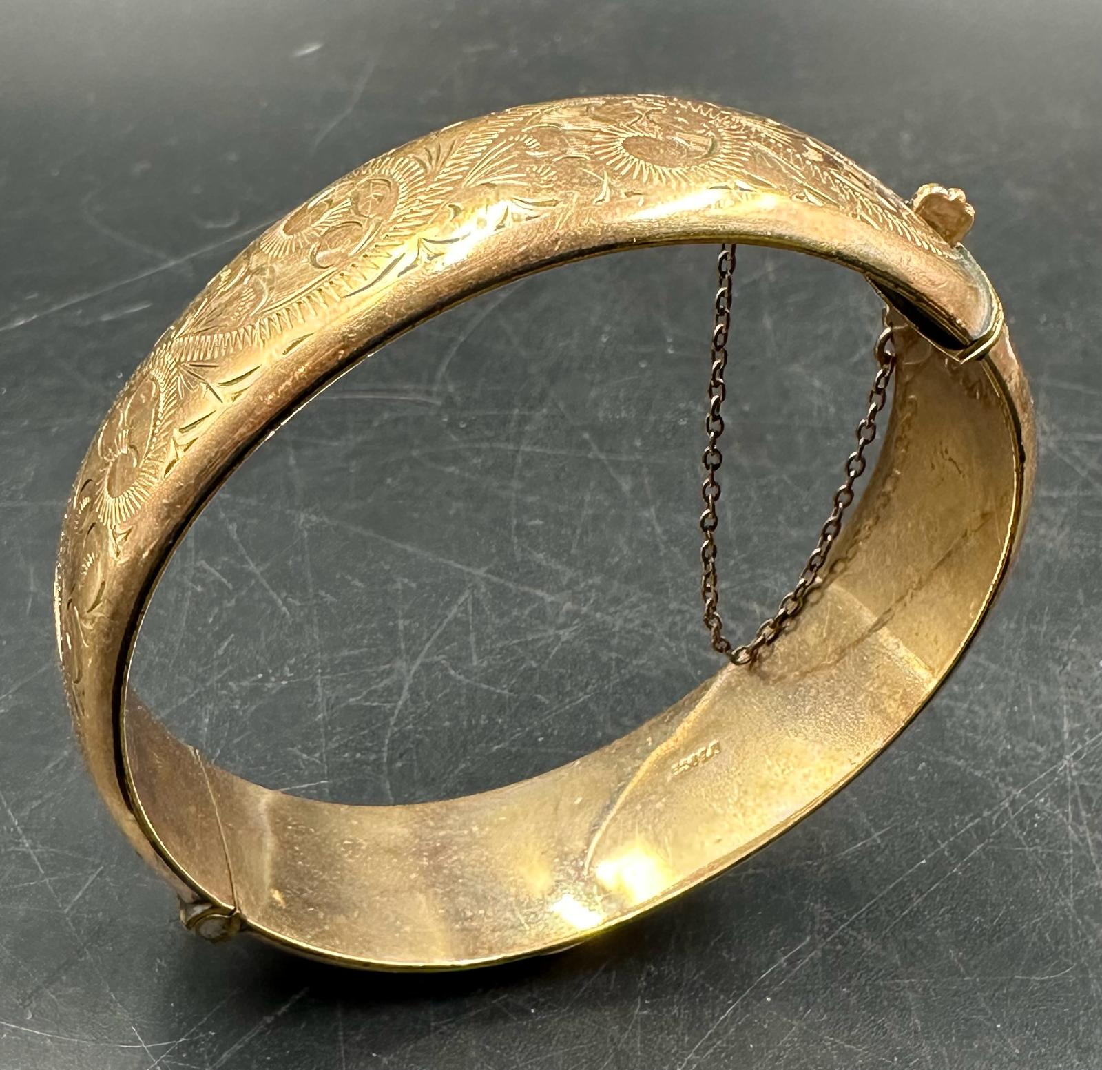 A 1/5 9ct rolled gold bangle engraved on a scrolling pattern - Image 5 of 8