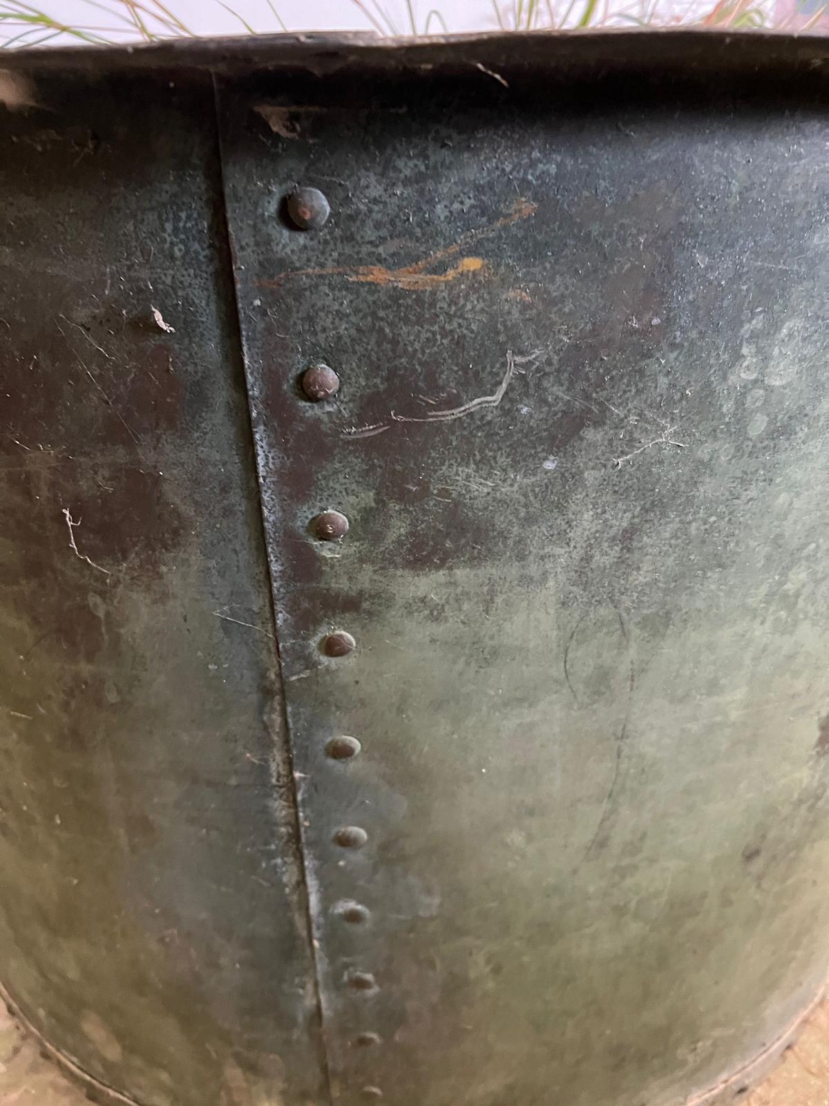 A large galvanised rivetted copper planter/cauldron (H68cm Dia89cm) - Image 3 of 5