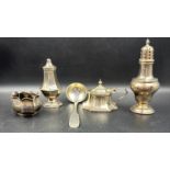 A selection of silver items hallmarked for Birmingham, various makers and years to include sugar