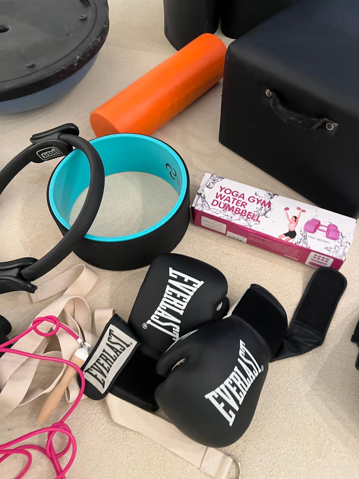 A large selection of Gym equipment including weights, plates box, boxing gloves etc - Image 6 of 8