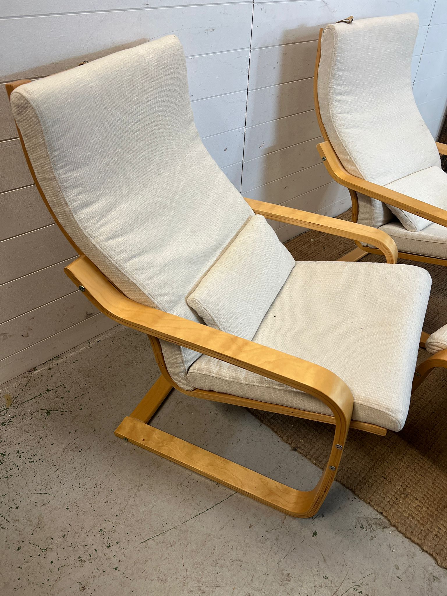 A pair of Ikea Poang chairs and matching footstool - Image 3 of 4
