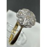 An 18ct yellow gold and platinum vintage diamond ring, size M