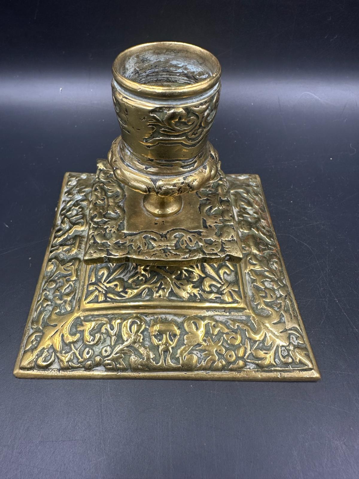 Two pairs of ornate brass candlesticks - Image 4 of 4