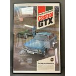 A vintage Rover Recommend Castrol GTX poster featuring the Rover P3 and the Rover 3500 Saloon car,