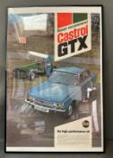 A vintage Rover Recommend Castrol GTX poster featuring the Rover P3 and the Rover 3500 Saloon car,