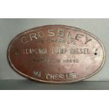 A Crossley Brothers oval bronze advertising plaque 38cm x 23cm