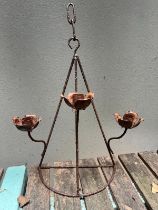 A wall hanging candle holder with flower candle holders (H48cm W26cm)