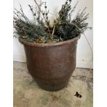 A weathered copper planter (H53cm Dia55cm)