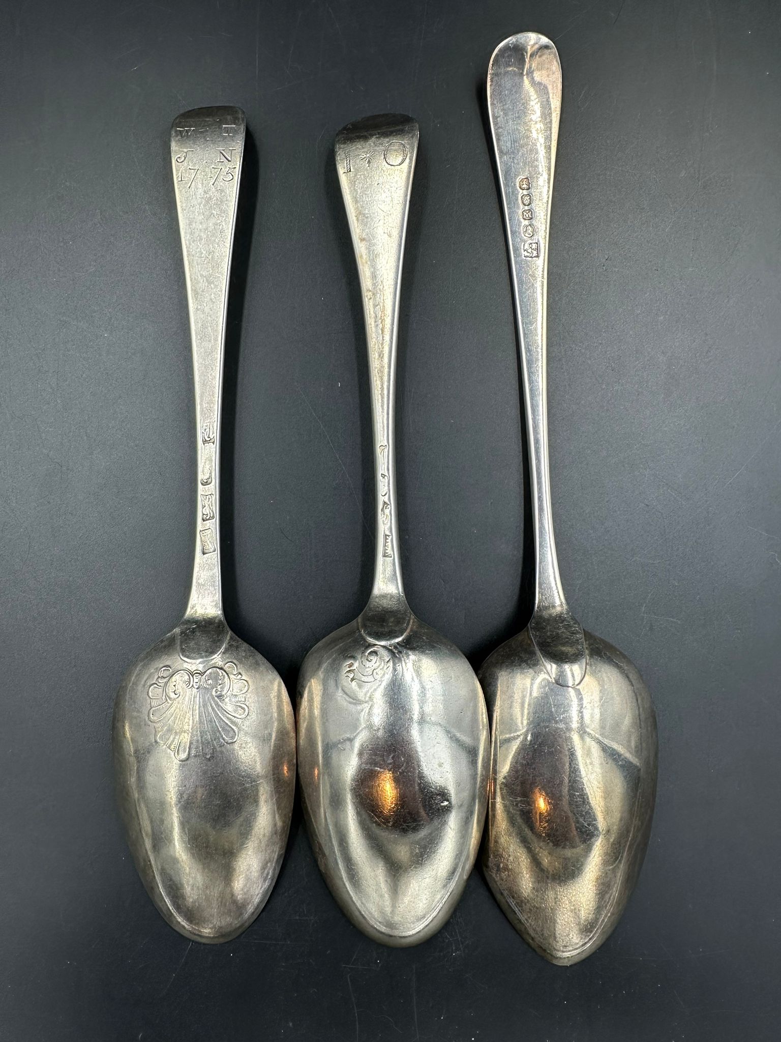 Three silver spoons,two late 18th Century and the other hallmarked for London 1807 - Image 2 of 6