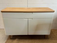 A contemporary side cabinet with long drawer over cupboard (H75cm W115cm D44cm)