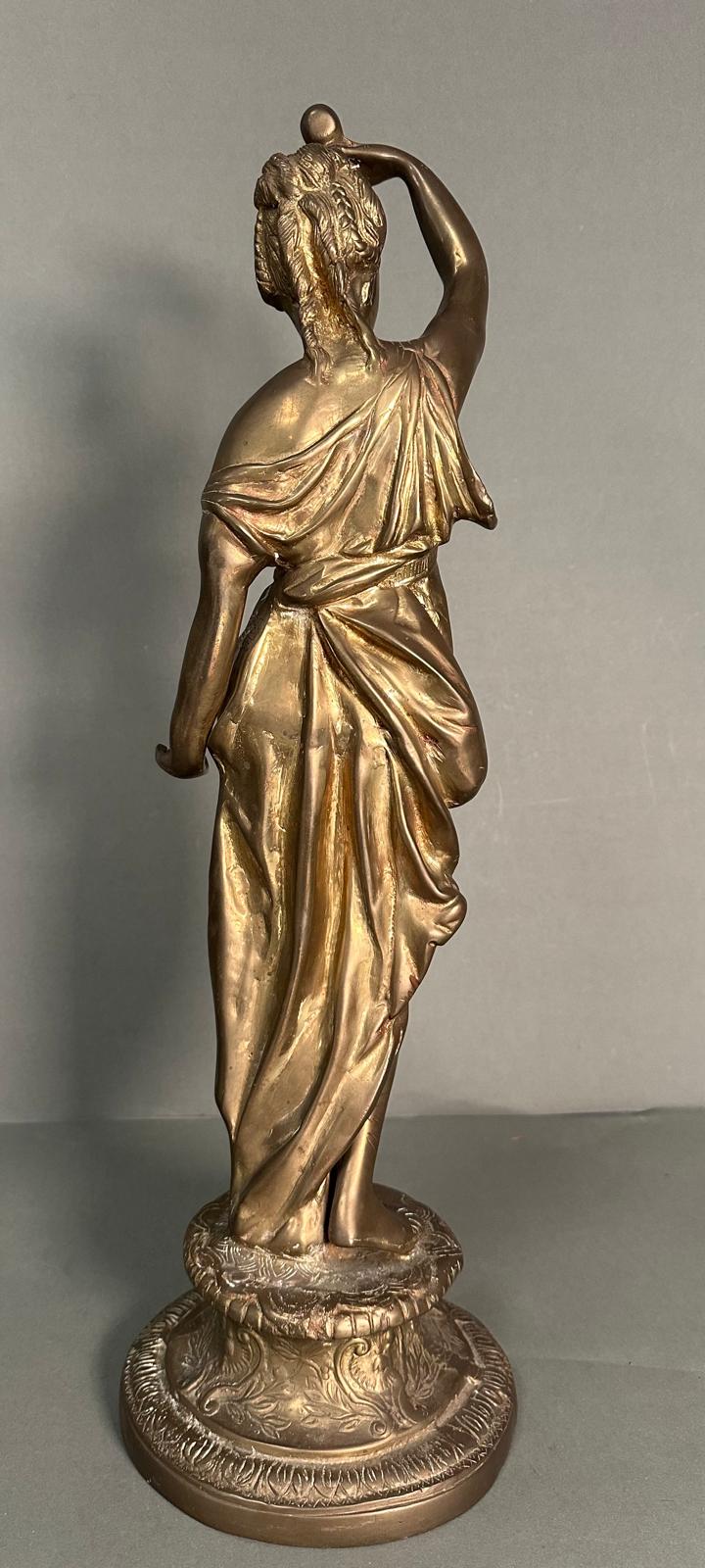 A brass sculpture of the Goddess Thetis, Goddess of the Sea in the classical pose (H57cm) - Image 2 of 5
