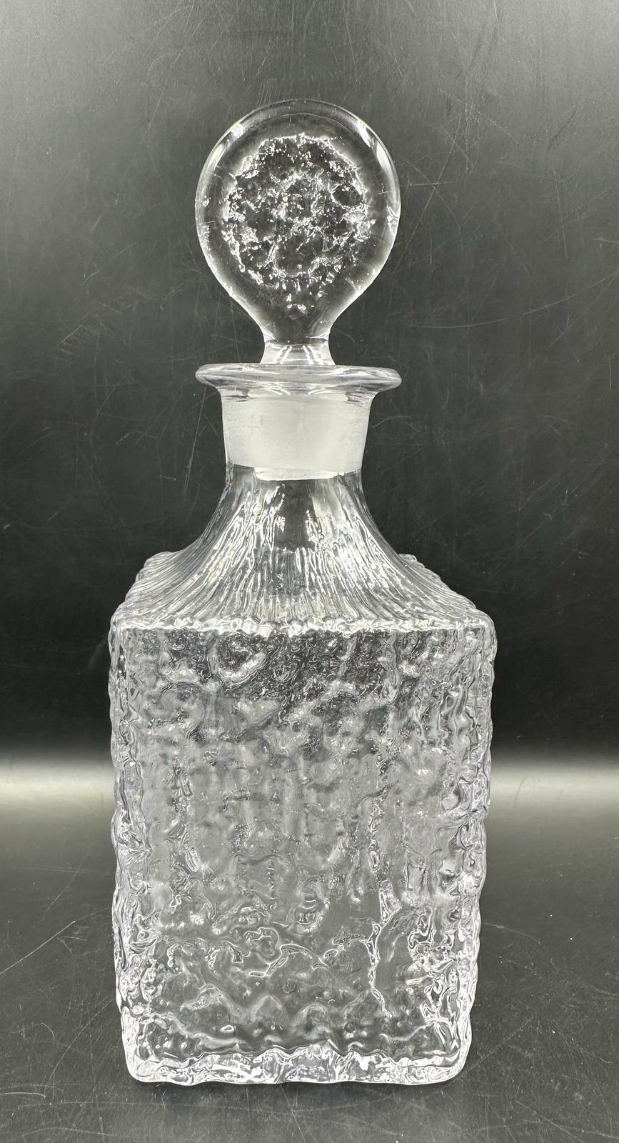 Two Whitefriars clear glass decanters in a moulded bark style form - Image 8 of 12