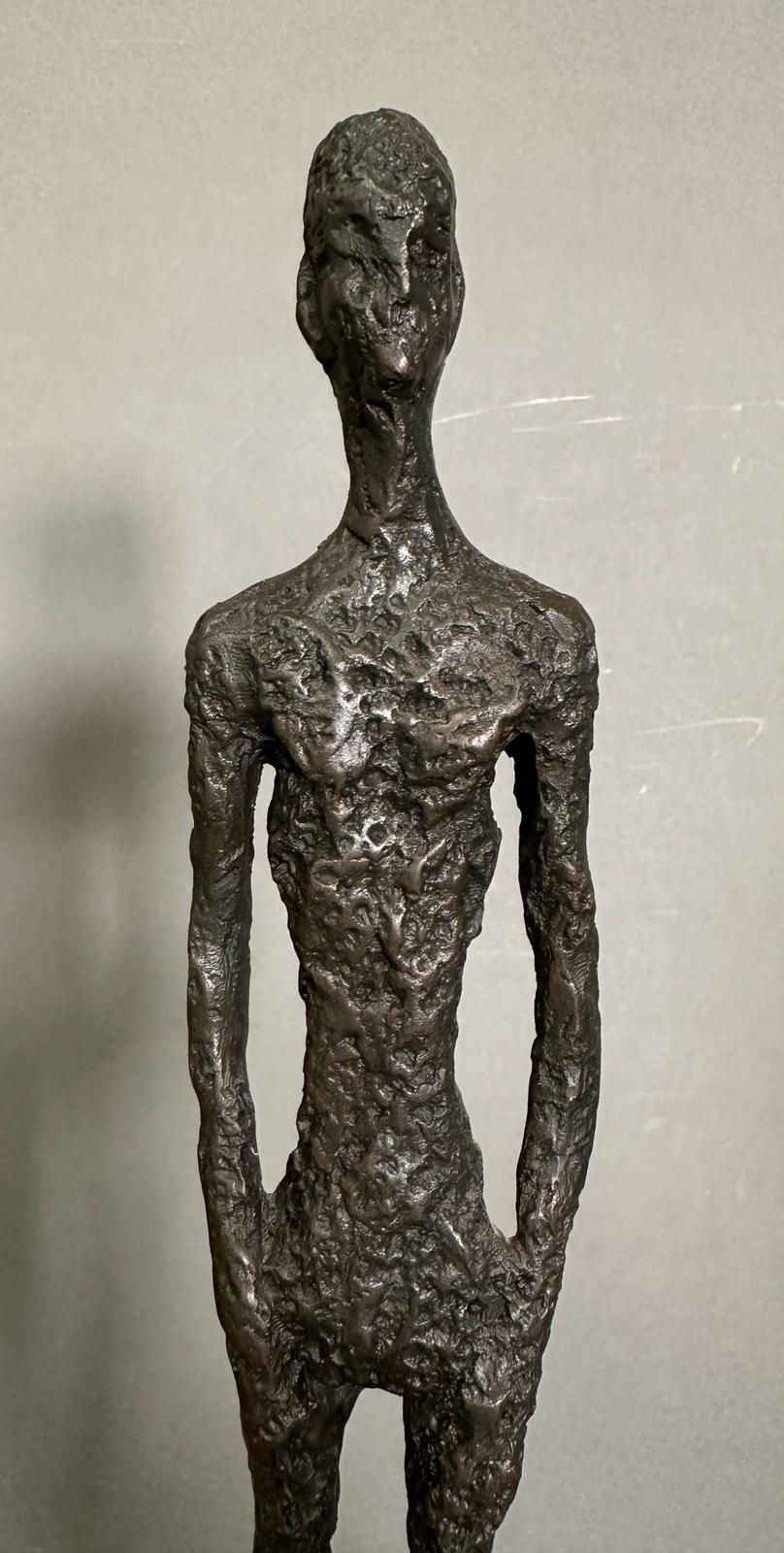 A bronze sculpture of The Tall Man in a marble plinth and signed Giacometti to base H47cm - Image 3 of 4