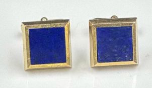 A pair of blue stone 9ct gold gents cuff links, approximate total weight 12.6g