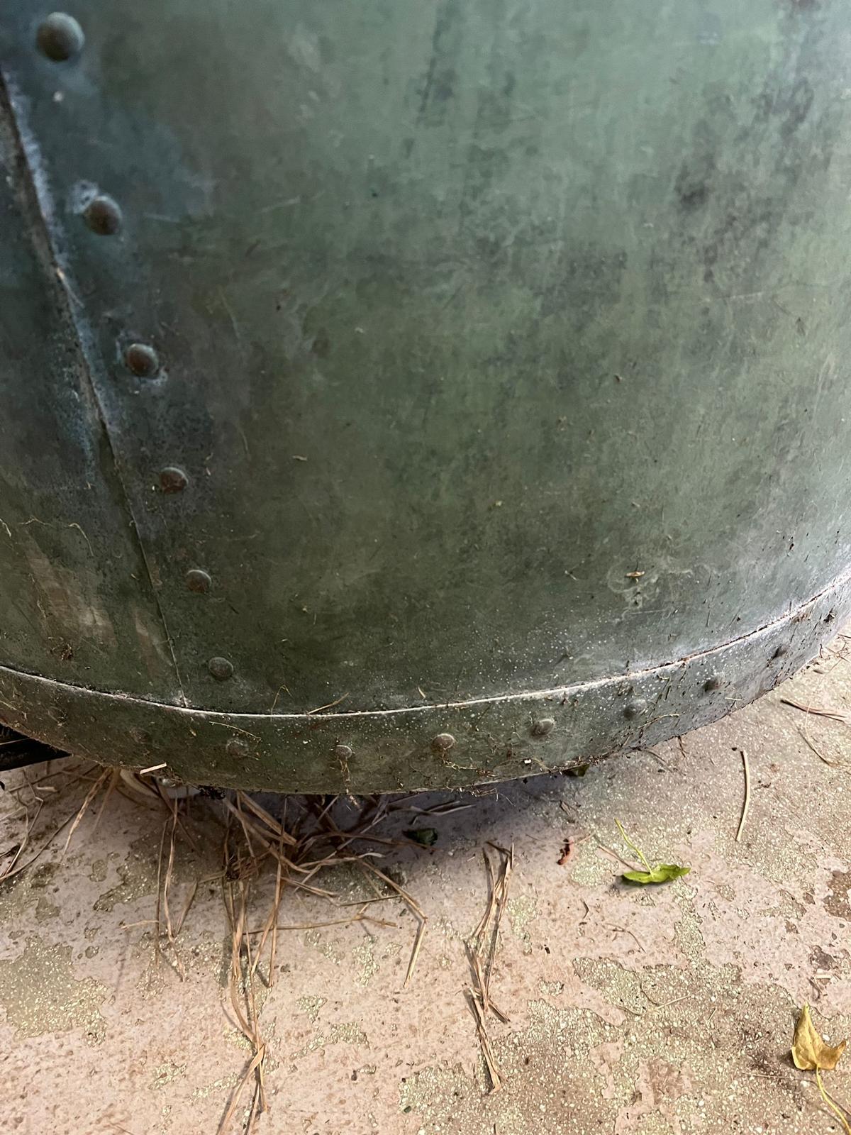 A large galvanised rivetted copper planter/cauldron (H68cm Dia89cm) - Image 4 of 5