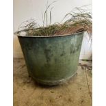 A large galvanised rivetted copper planter/cauldron (H68cm Dia89cm)