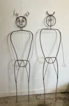 A post modern male and female iron mannequin