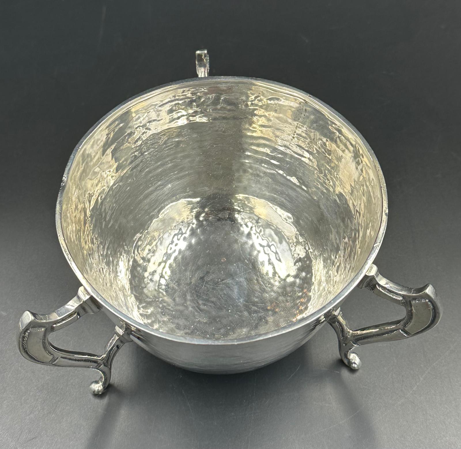 A silver three legged bowl with hammered decoration by George Nathan & Ridley Hayes, hallmarked - Image 4 of 4